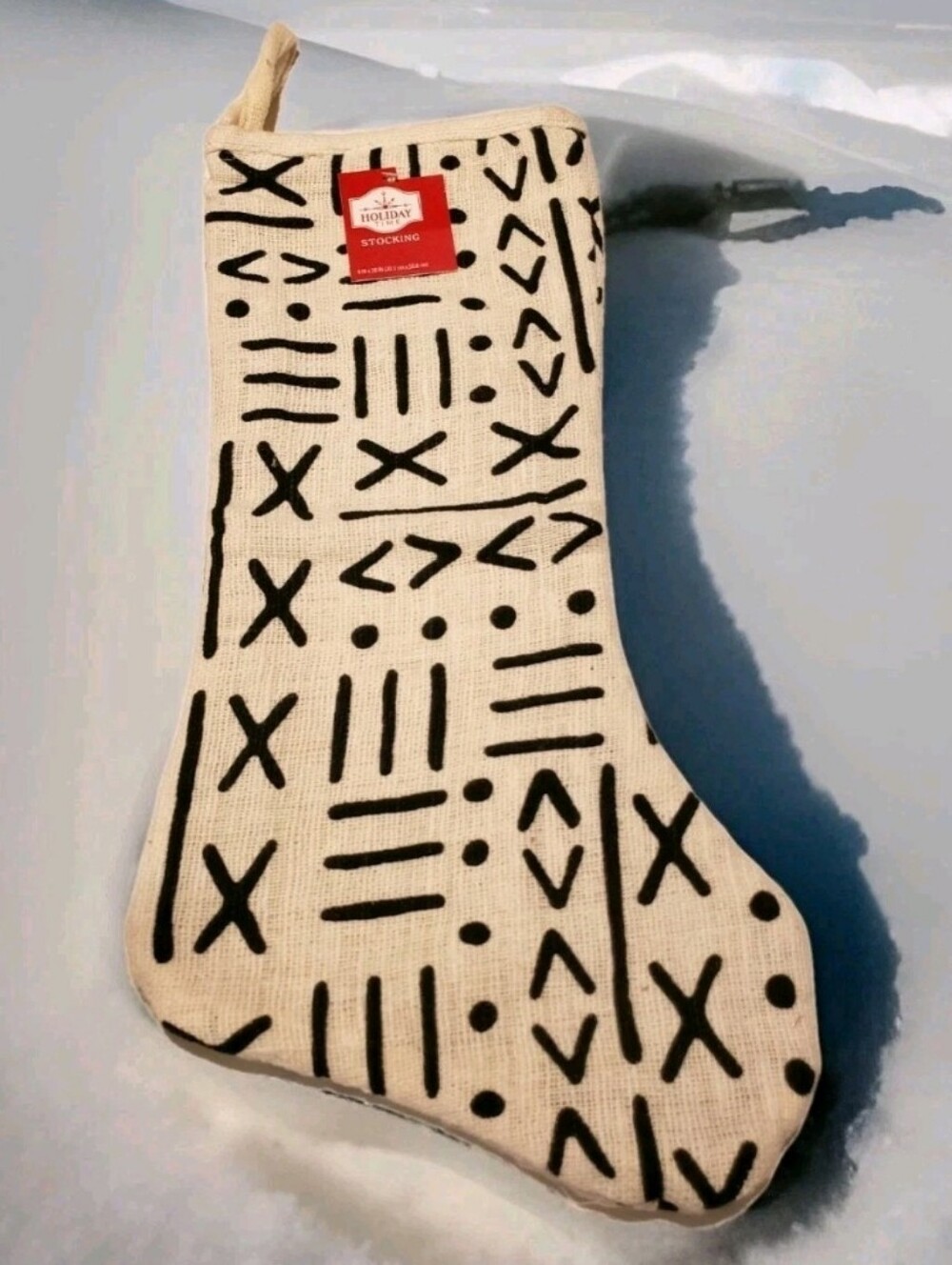 HOLIDAY TIME: 20" WINTER WONDERLAND: TRIBAL: CHRISTMAS: STOCKING: CREAM: NEW